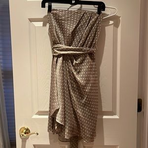 Express. Strapless Dress. Size 8. Taupe with polka dots